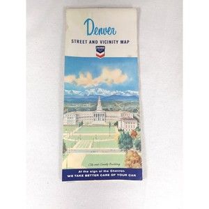 Vintage 1964 CHEVRON OIL Denver Colorado City Street Gas Station Road Map 1960's